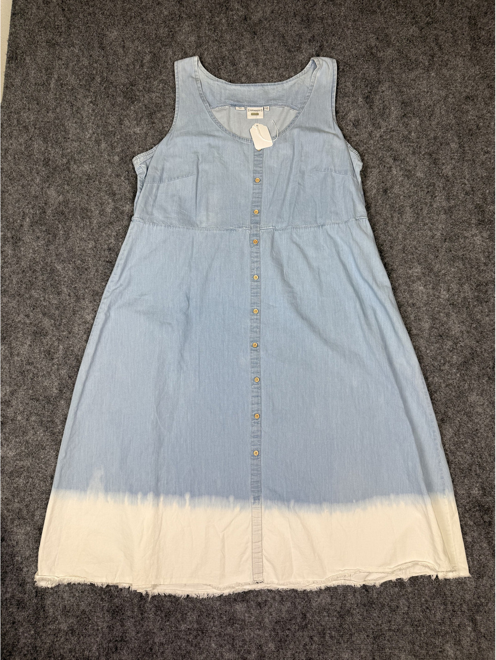 Junarose Light Blue and White Sleeveless Button-Front Dress,